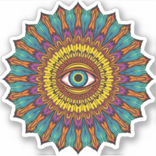 Colorful 90s Mandala Art -Trippy Third Eye Graphic