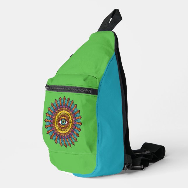 Colorful 90's Mandala - Third Eye Graphic Festival Sling Bag (Right Corner)