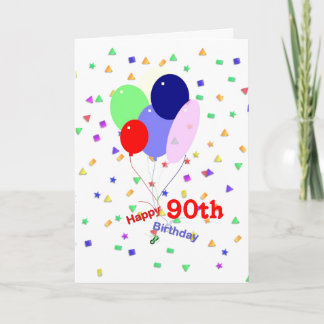 Colorful 90th Birthday Balloons Card