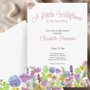 Colorful A Little Wildflower Girl Baby Shower  Invitation