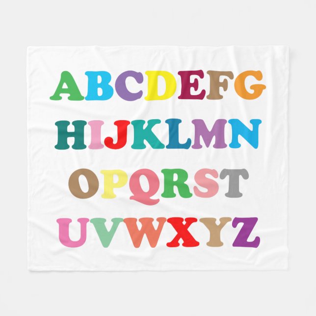 Colorful ABC's Fleece Blanket (Front (Horizontal))