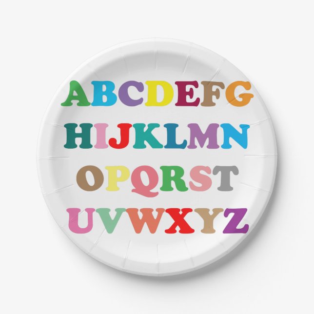 Colorful ABC's Paper Plate (Front)