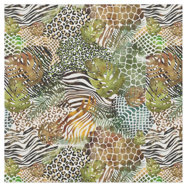 Colorful abstract animal jungle fabric (Close Up)