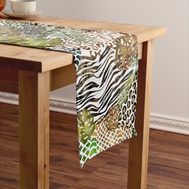 Colorful abstract animal jungle medium table runner (In Situ)