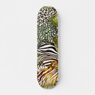 Colorful abstract animal jungle skateboard