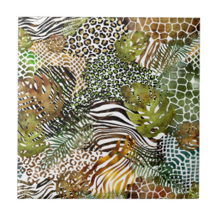 Colorful abstract animal jungle tile