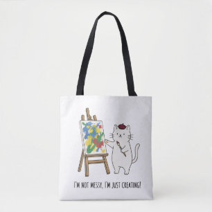 Colorful Abstract Art Cat Painter Playful Artist  Tote Bag