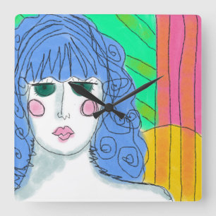 Colorful Abstract Art Large Clock