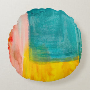 Colorful Abstract Art Painting Background. Modern  Round Pillow