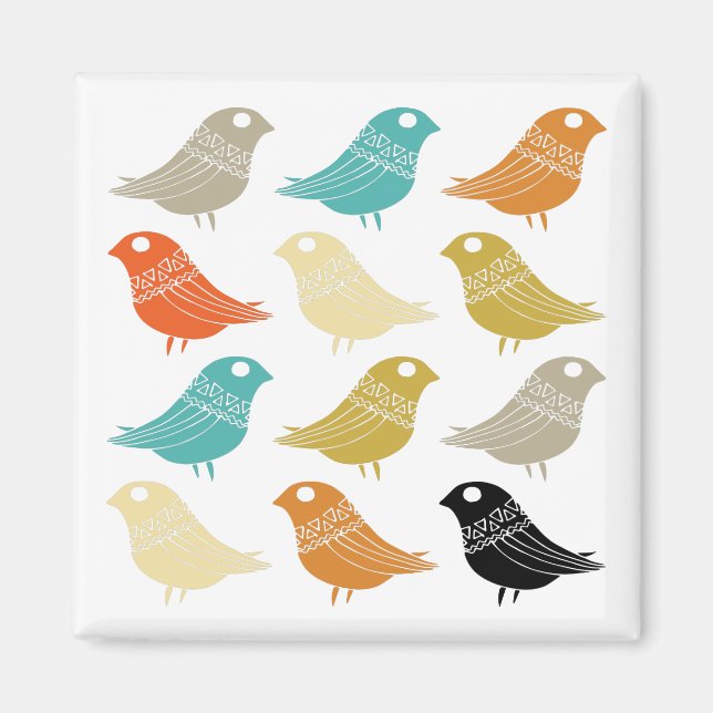 Colorful Abstract Birds Midcentury Modern Magnet (Front)
