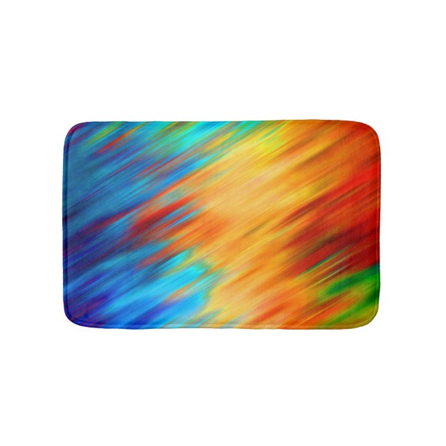 Colorful Abstract Blue Orange Flare Bath Mat (Front)