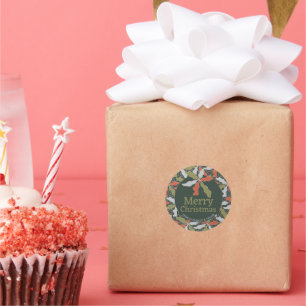 Colorful Abstract Botanical Christmas Classic Round Sticker