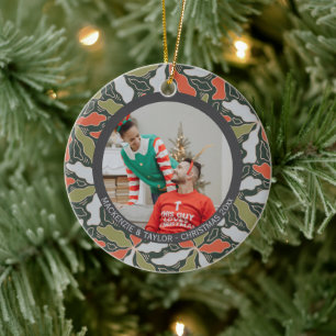 Colorful Abstract Botanical Photo Christmas  Ceramic Ornament