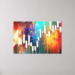 Colorful abstract candlestick chart painting canvas print