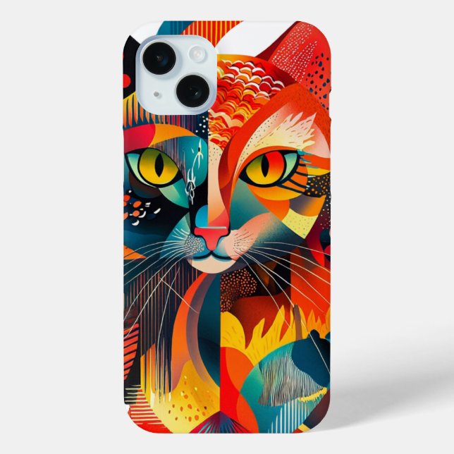 Colorful Abstract Cat - Geometric Design 🎨 🐱 Case-Mate iPhone Case (Back)
