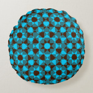 Colorful Abstract Checker Square Pattern Round Pillow