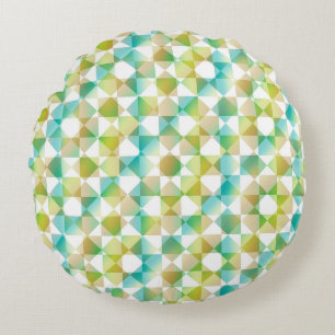Colorful Abstract Checker Square Pattern Round Pillow