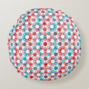 Colorful Abstract Checker Square Pattern Round Pillow