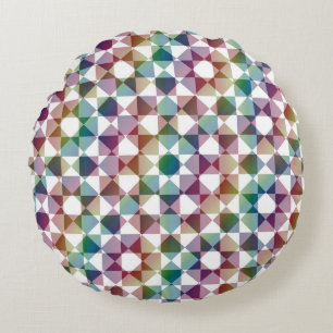 Colorful Abstract Checker Square Pattern Round Pillow