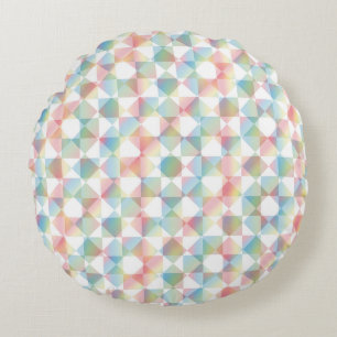 Colorful Abstract Checker Square Pattern Round Pillow