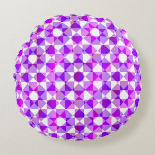 Colorful Abstract Checker Square Pattern Round Pillow