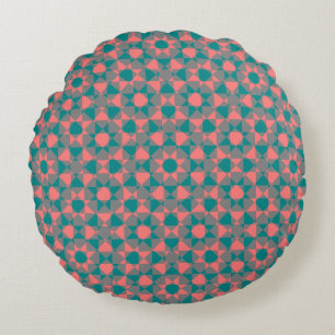 Colorful Abstract Checker Square Pattern Round Pillow