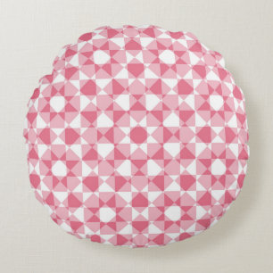 Colorful Abstract Checker Square Pattern Round Pillow