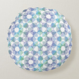 Colorful Abstract Checker Square Pattern Round Pillow