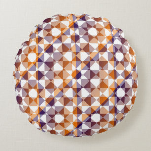 Colorful Abstract Checker Square Pattern Round Pillow