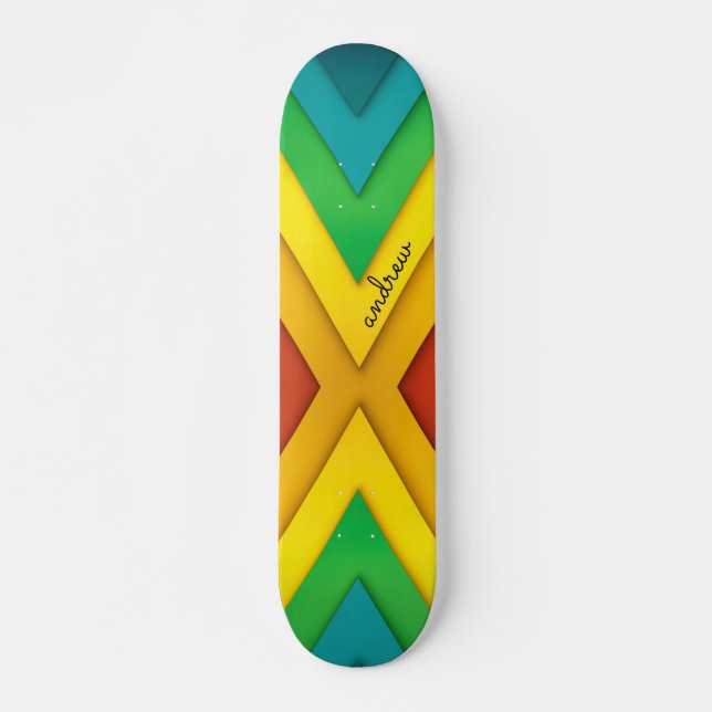 Colorful Abstract Chevron Pattern Skateboard (Front)