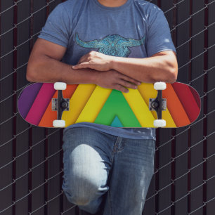Colorful Abstract Chevron Pattern Skateboard