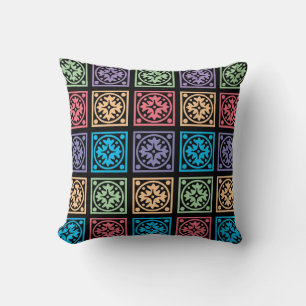 Colorful abstract circles and squares pillow