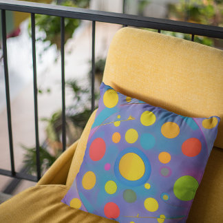 Colorful Abstract Circles Throw Pillow
