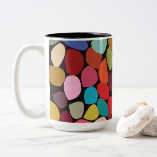 Colorful Abstract Circles  Two-Tone Coffee Mug