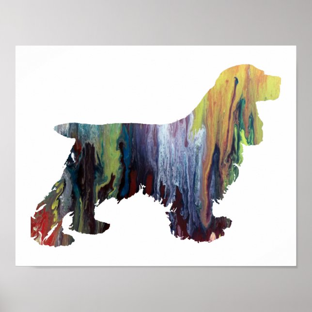 Colorful abstract cocker spaniel silhouette poster (Front)
