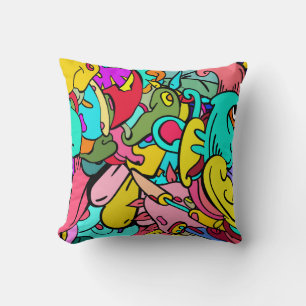 Colorful Abstract Doodle Art Throw Pillow