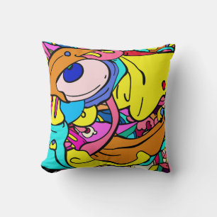 Colorful Abstract Doodle Art Throw Pillow