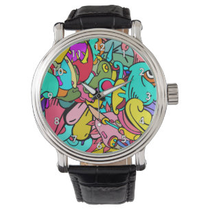 Colorful Abstract Doodle Art Watch