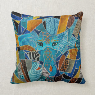 Colorful Abstract Elephant composition Throw Pillow