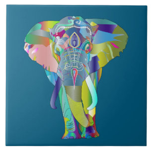 Colorful abstract elephant tile