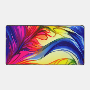 Colorful Abstract Feather Desk Mat