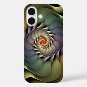 Colorful Abstract Floral Rainbow Spiral iPhone 16 Case