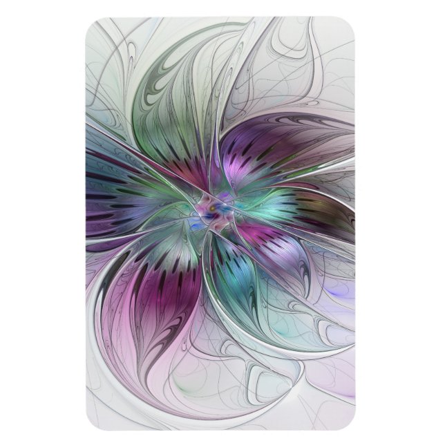 Colorful Abstract Flower Modern Floral Fractal Art Magnet (Vertical)
