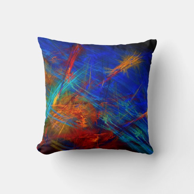 Colorful Abstract Fractal Art Throw Pillow (Front)