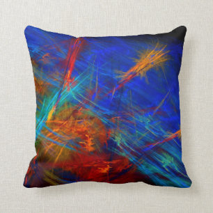 Colorful Abstract Fractal Art Throw Pillow