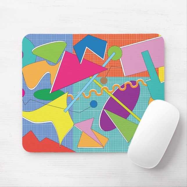 Colorful Abstract Fun Graphic Shapes Mouse Pad (With Mouse)