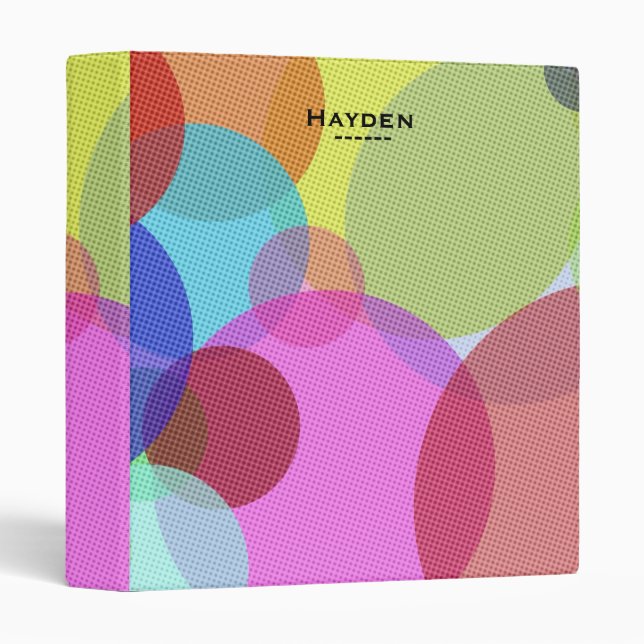 Colorful Abstract Geometric Circles Personalised Binder (Front/Spine)