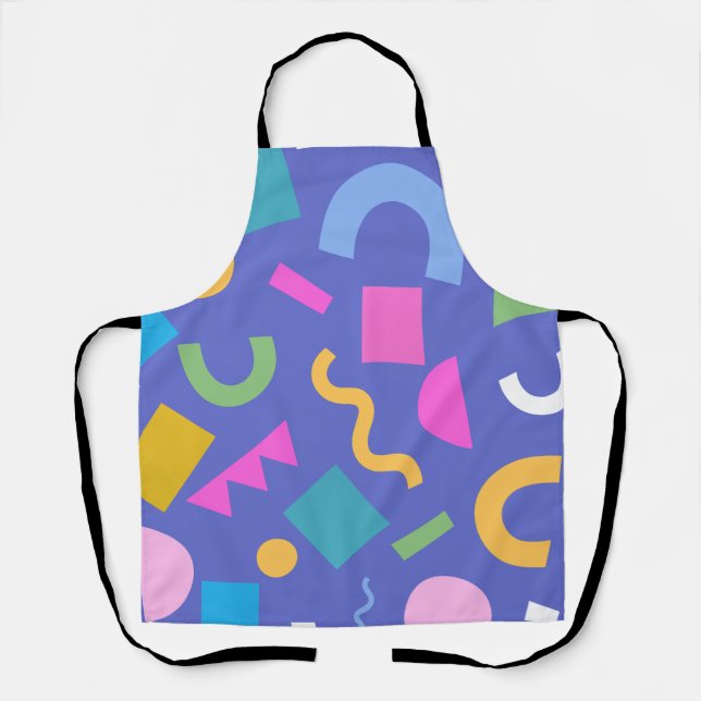 Colorful Abstract Geometric Memphis Style Pattern Apron (Front)