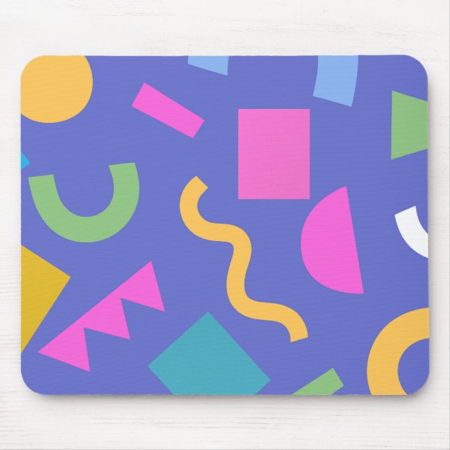 Colorful Abstract Geometric Memphis Style Pattern Mouse Pad (Front)
