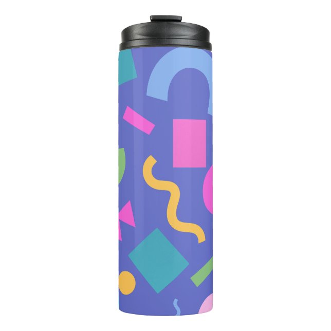 Colorful Abstract Geometric Memphis Style Pattern Thermal Tumbler (Front)